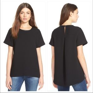 Madewell • Leather Trim Tailored Tee Crepe Shirt